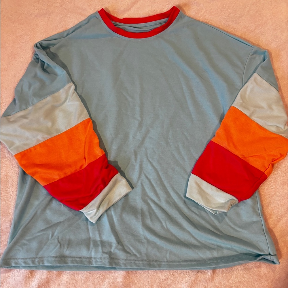 SHEIN Light Blue Long Sleeve Shirt